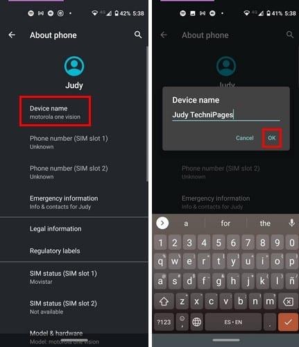 Android 10: kuidas muuta seadme nime