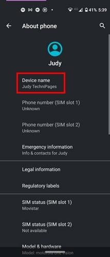 Android 10: Hur man ändrar enhetsnamn