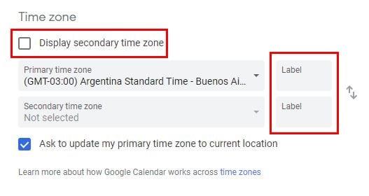 Google Calendar: com afegir una zona horària diferent