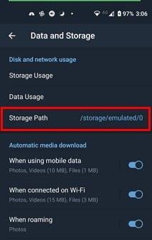 Telegram: Com fer que l'aplicació utilitzi la vostra targeta SD per a l'emmagatzematge