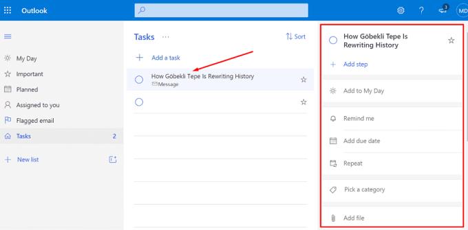 Com convertir els correus electrònics d'Outlook en tasques
