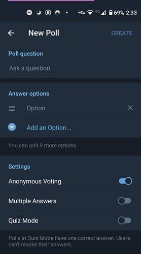 Telegram: com crear una pregunta d'enquesta