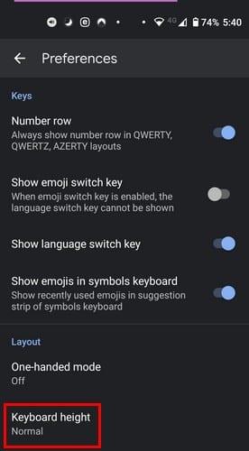 Android 10: kuidas reguleerida klaviatuuri suurust