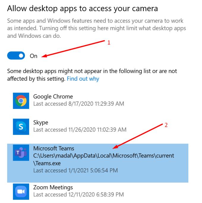 Popravite Microsoft Teams koji ne otkriva kameru