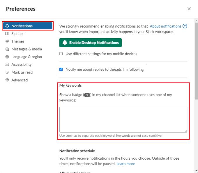 Slack: Si të konfiguroni fjalë kyçe të njoftimit