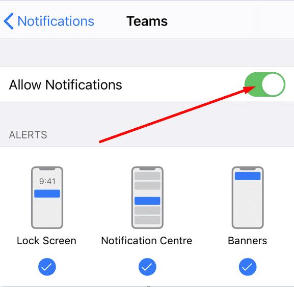 Les notificacions de Microsoft Teams no funcionen a l'iPhone