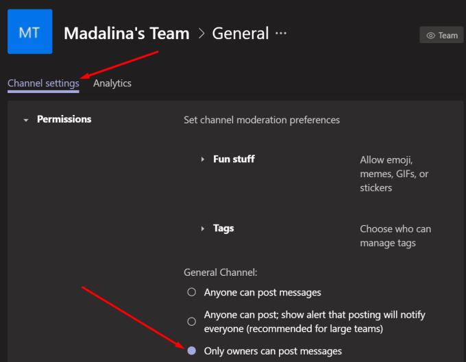 Microsoft Teams: Com desactivar els comentaris i les respostes