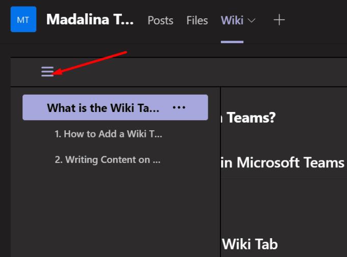 Какво представлява разделът Wiki в Microsoft Teams?