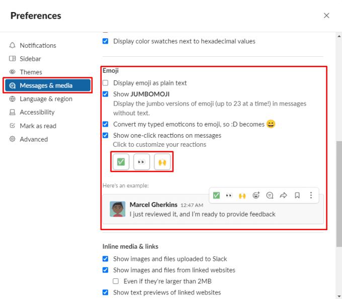 Slack: Az emoji opciók konfigurálása