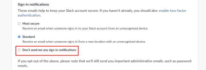 Slack: com desactivar les notificacions d'inici de sessió