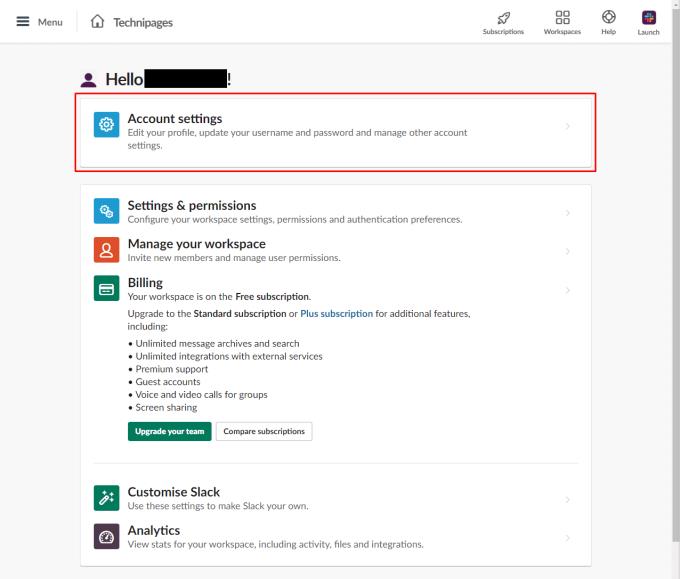 Slack: com canviar la contrasenya