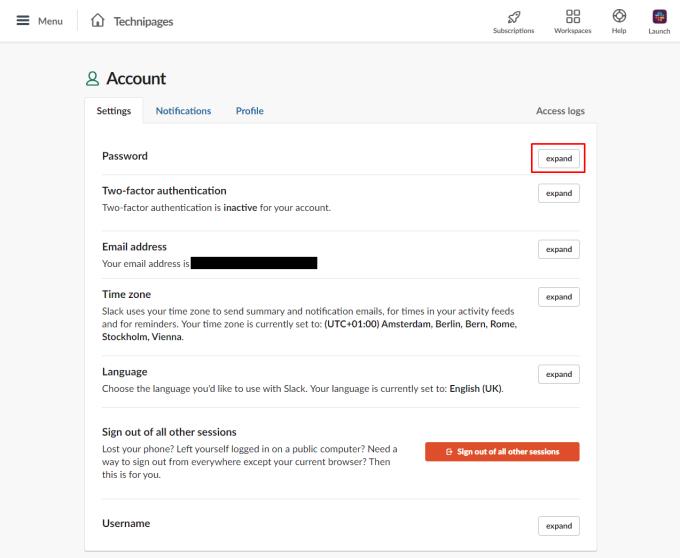 Slack: Jak změnit heslo