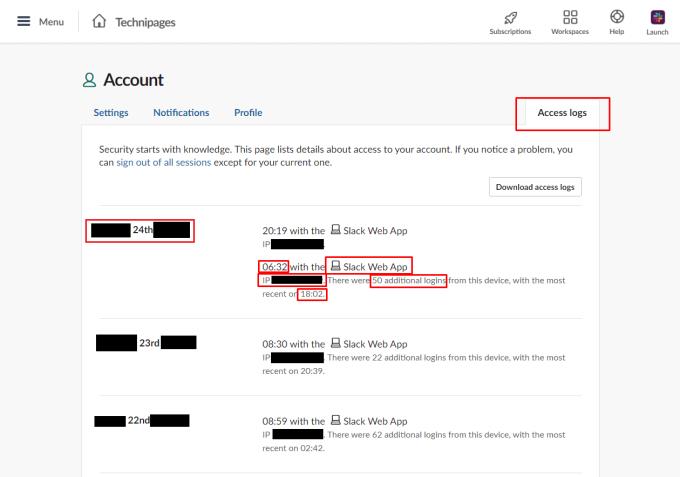 Slack: Si të shikoni regjistrat e qasjes në llogarinë tuaj