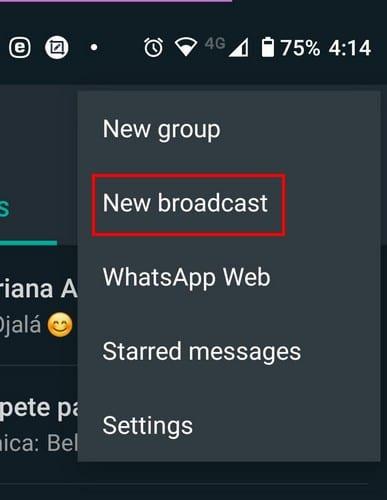 Jak poslat vysílanou zprávu na WhatsApp