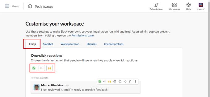 Slack: Hur man konfigurerar standardreaktioner med ett klick i din arbetsyta