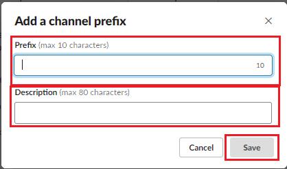 Slack: com afegir un nou prefix de canal
