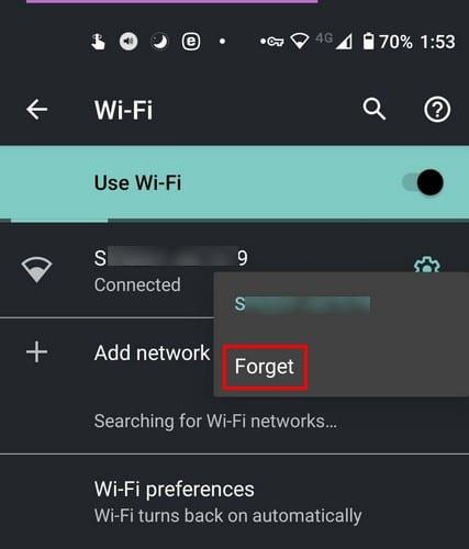 Android 10: Πώς να διαγράψετε τις αποθηκευμένες συνδέσεις Wi-Fi