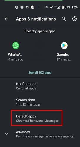 Vaikeveebibrauseri muutmine – Android 10