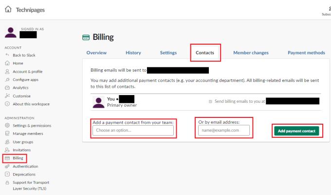 Slack: kā pievienot jaunas maksājumu kontaktpersonas