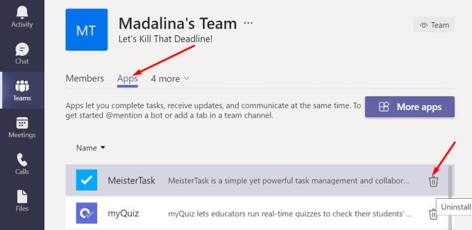 Ako odstrániť aplikácie z Microsoft Teams
