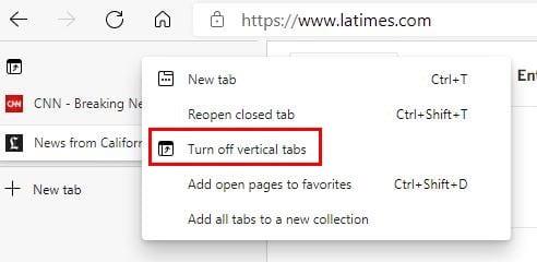 Com habilitar i desactivar les pestanyes verticals a Microsoft Edge