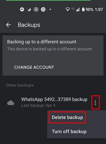 Hvernig á að eyða WhatsApp Chat Backup af Google Drive