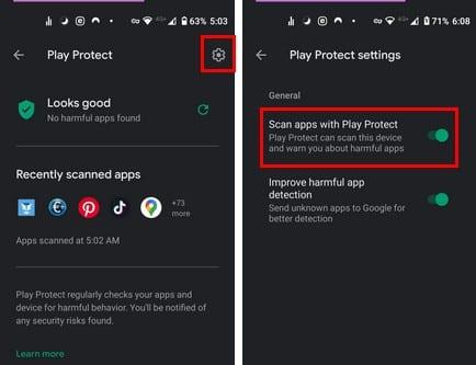 Kuinka ottaa Google Play Protect käyttöön / poistaa sen käytöstä Androidissa