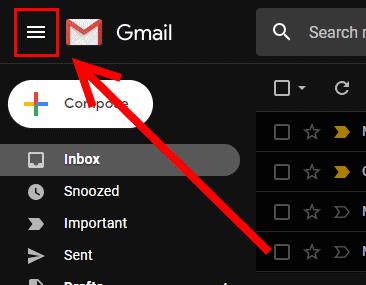 Gmail: Vis/skjul mapper i venstre menu
