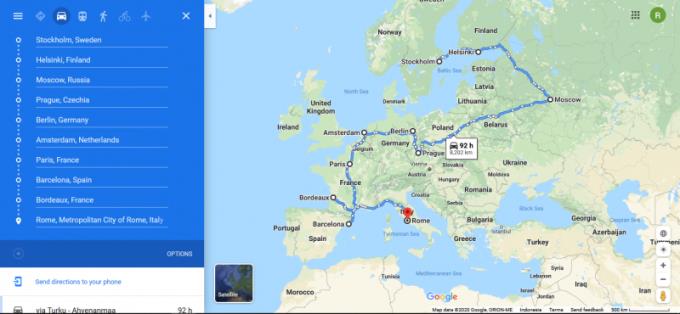 Kuinka asettaa monivaiheinen reittiohje Google Mapsissa