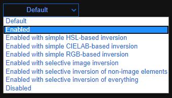 Slår på Chrome Dark Mode Settings