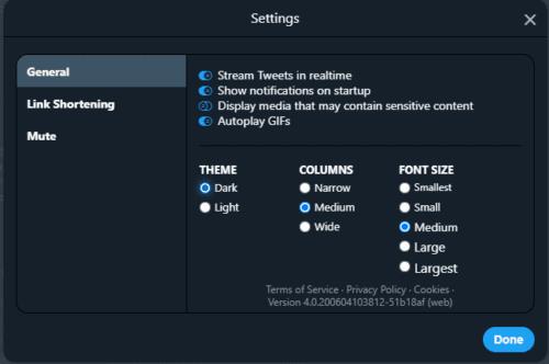 Kā iespējot tumšo režīmu pakalpojumā TweetDeck