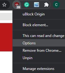 Kako odblokirati element spletne strani z uBlock Origin