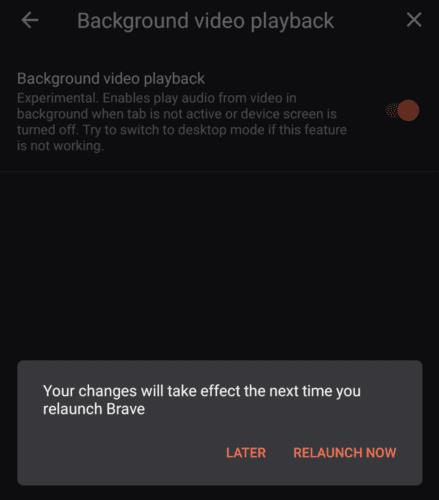 Brave pre Android: Povoľte prehrávanie videa na pozadí