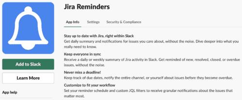 A Jira Reminder beállítása a Slack Groupsban