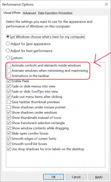 Искључивање анимација у оперативном систему Виндовс 10