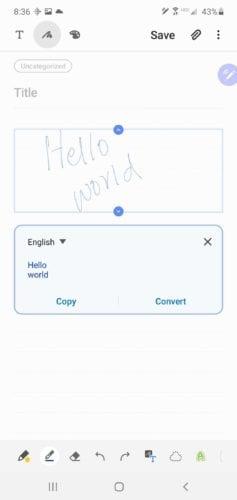 Converteix l'escriptura a mà en text amb Samsung Notes