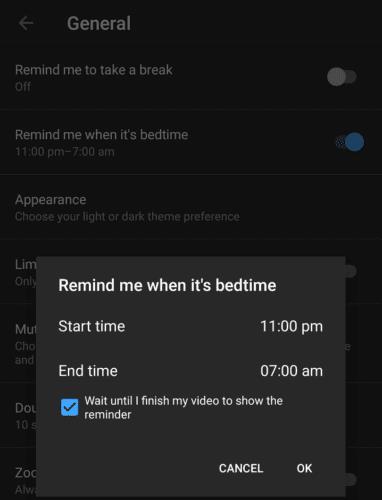 YouTube pre Android: Ako konfigurovať pripomienky pred spaním
