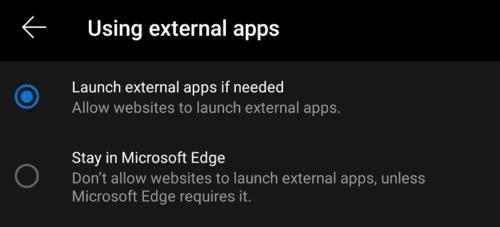 Αποτρέψτε το Edge για Android από το άνοιγμα άλλων εφαρμογών