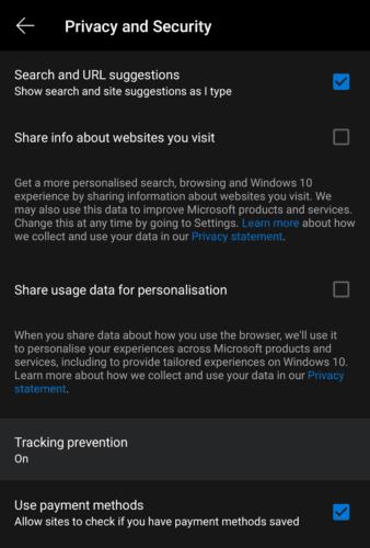Edge til Android: Sådan konfigureres Tracker Blocking