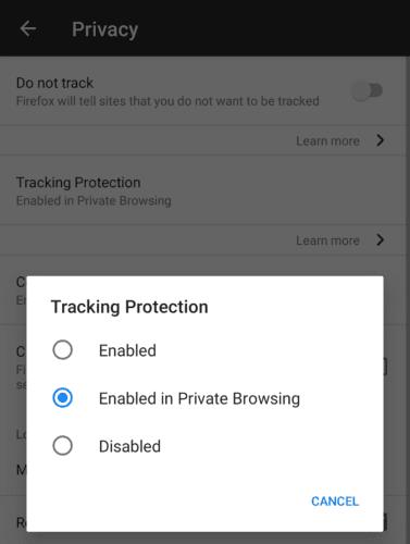 Firefox per a Android: com activar la protecció de seguiment