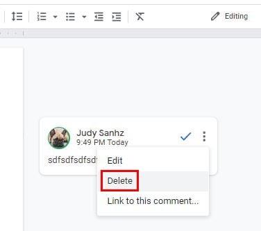 Kako odstraniti komentarje v datoteki Google Dokumentov