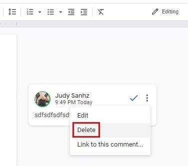 Megjegyzések eltávolítása egy Google Docs fájlból