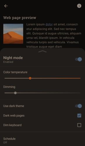 Opera fyrir Android: Hvernig á að stilla Dark Mode