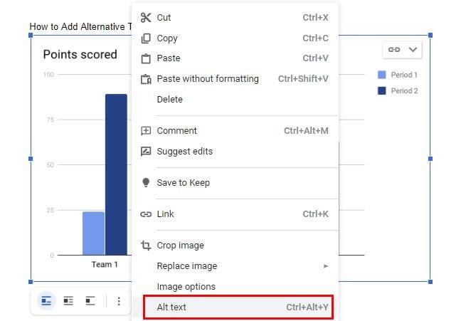 Kako dodati nadomestno besedilo v datoteko v Google Dokumentih