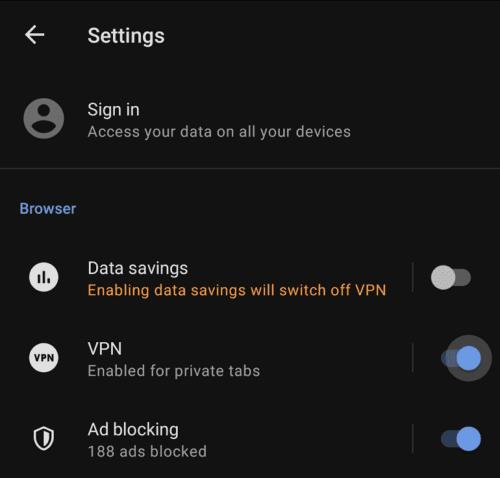 Opera for Android: Slik konfigurerer du den innebygde VPN-en