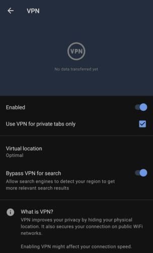 Opera pro Android: Jak nakonfigurovat vestavěnou VPN