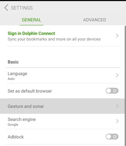 Dolphin за Android: Конфигурирайте персонализирани жестове