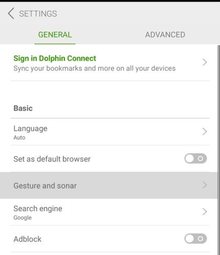 Dolphin za Android: Konfigurirajte prilagođene geste