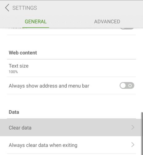 Dolphin за Android: Изчистване на данните за сърфиране
