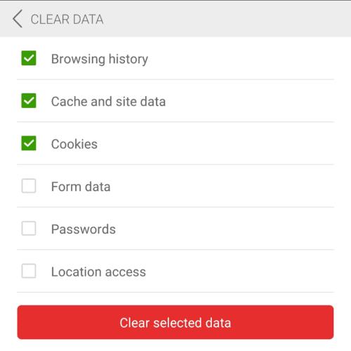Dolphin за Android: Изчистване на данните за сърфиране